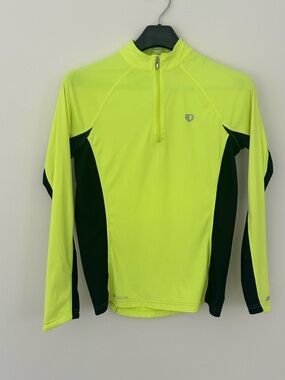 Pearl Izumi Neon Yellow & Black Long Sleeve Cycling Jersey Medium
